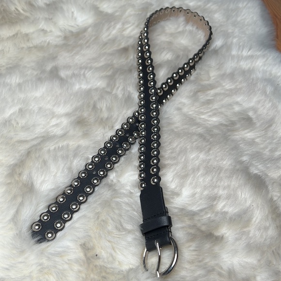 vegan leather and silver stud belt - Picture 2 of 2